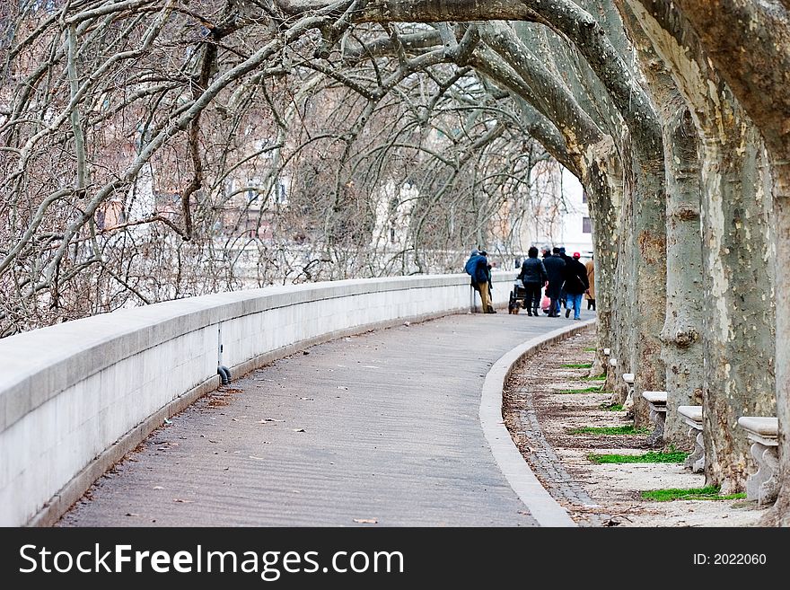 Pedestrian Avenue in Rome, Italy