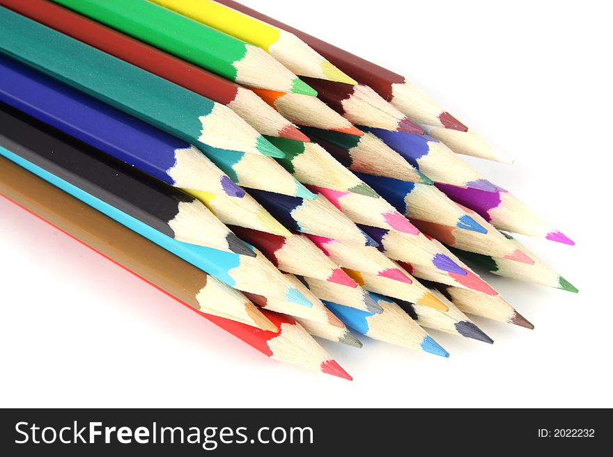 Colored Pencils on a white background. Colored Pencils on a white background