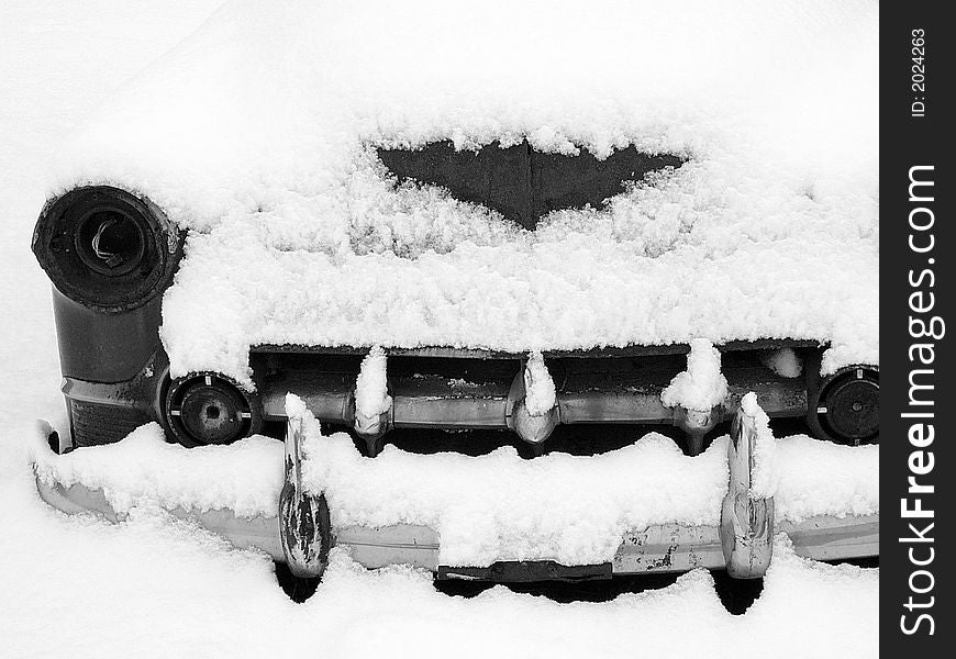 53 chev partly covered in snow. 53 chev partly covered in snow