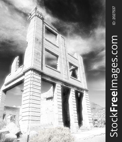 This is an old school house that was built in the early 1900's. It rests in a Old Mining Town in Rhyolite Nevada. This is an old school house that was built in the early 1900's. It rests in a Old Mining Town in Rhyolite Nevada