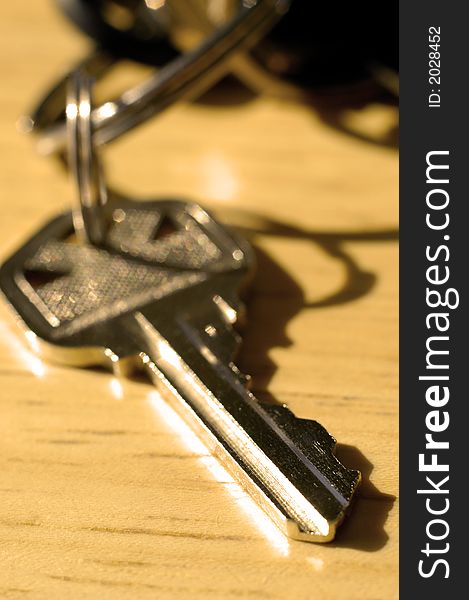 Closeup of Isolated Keys with shadows