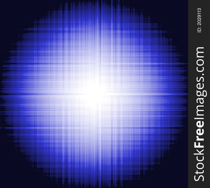 Blue Grid Abstract - A Blue Matrix Pattern Over A White Centered Light Source On A Black Background