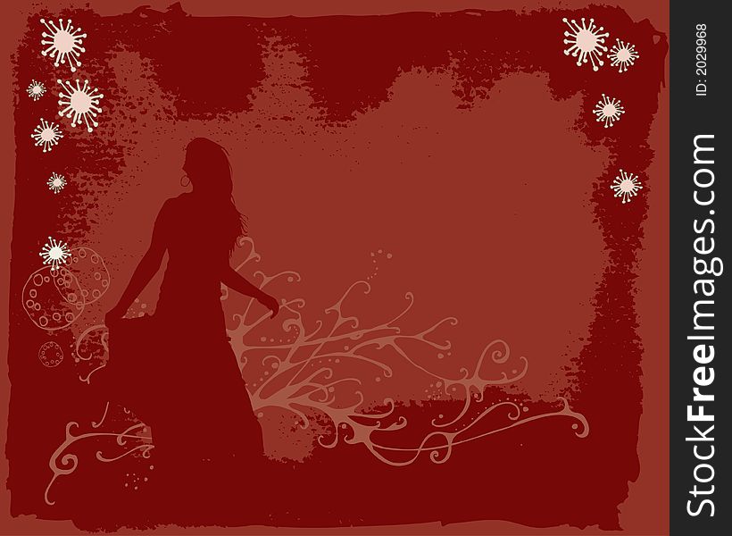 Girl silhouette illustration with flowers. Girl silhouette illustration with flowers
