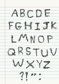 Scribble Alphabet On Notebook Paper Royalty Free Stock Photos