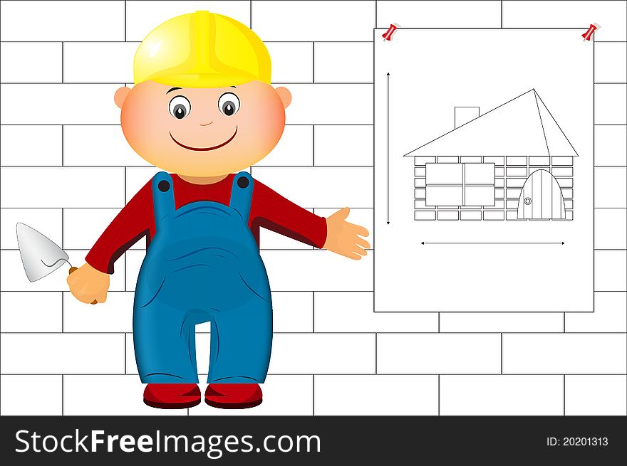 A builder shows a drawing at home