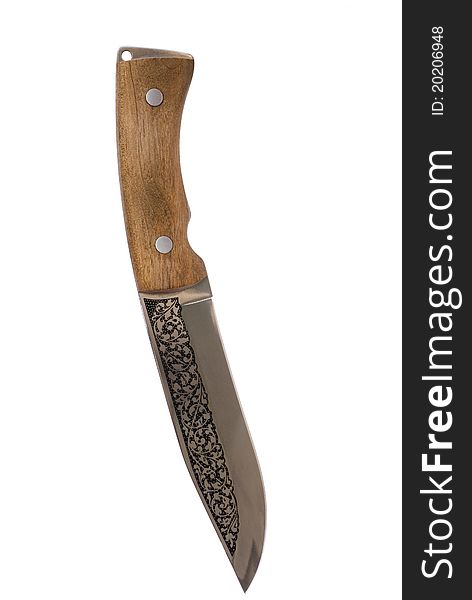 The hunting knife with a beautiful pattern. The hunting knife with a beautiful pattern
