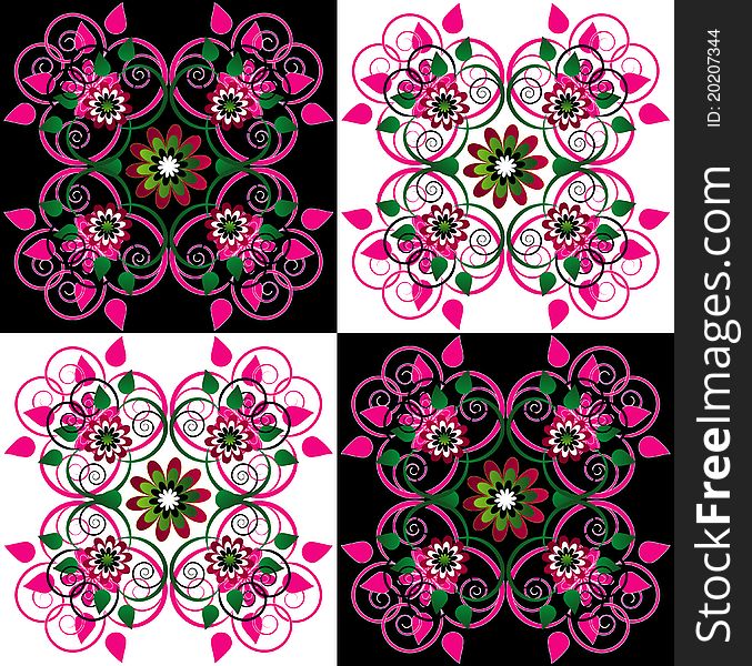 Decorative background with flower and curl