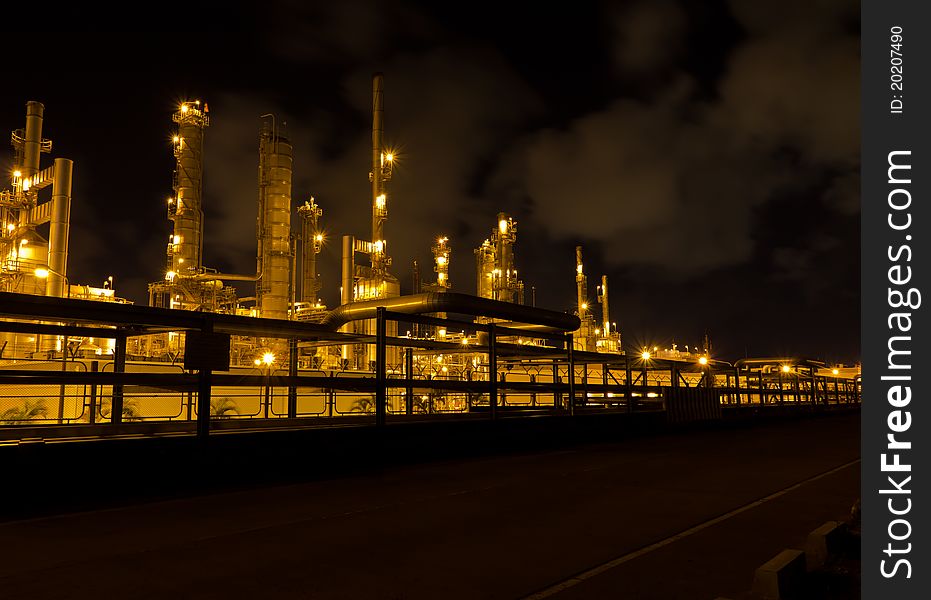 Factories are working at night.