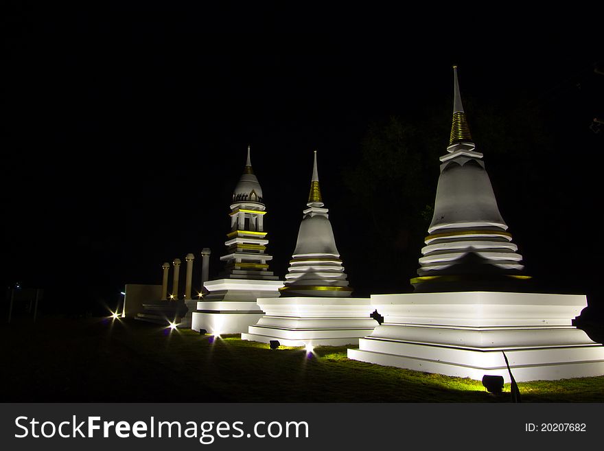 Night Of Pagoda At Su Kho Thai,Thailand