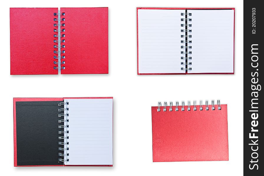 Red notebook isolate on white background. Red notebook isolate on white background