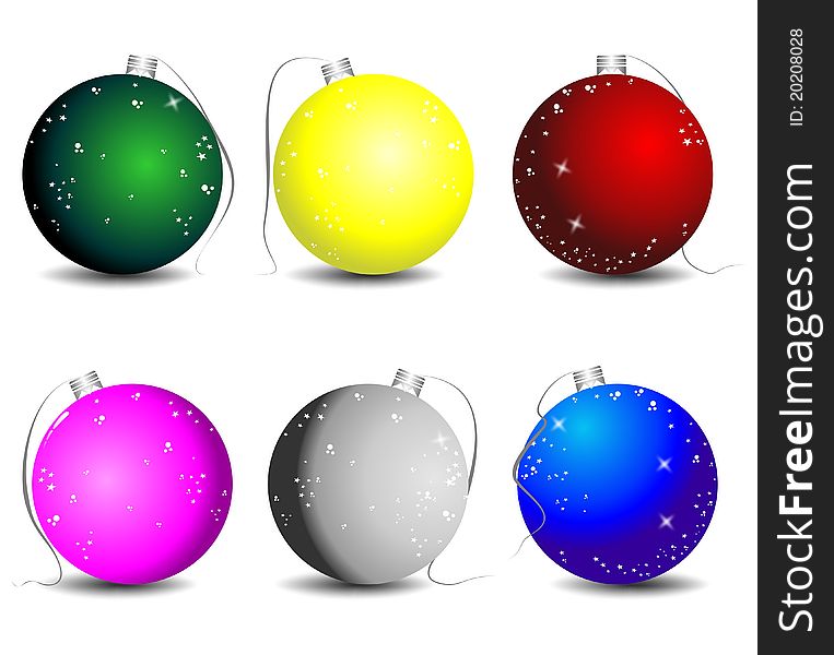 Illustration with Christmas decorations in different colors. Illustration with Christmas decorations in different colors