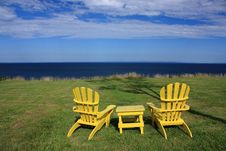 Adirondack Chairs With Ocean View Royalty Free Stock Photography
