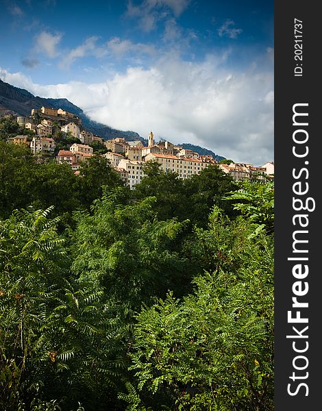 Beautiful view of old town surrounded by trees in mountains. Beautiful view of old town surrounded by trees in mountains