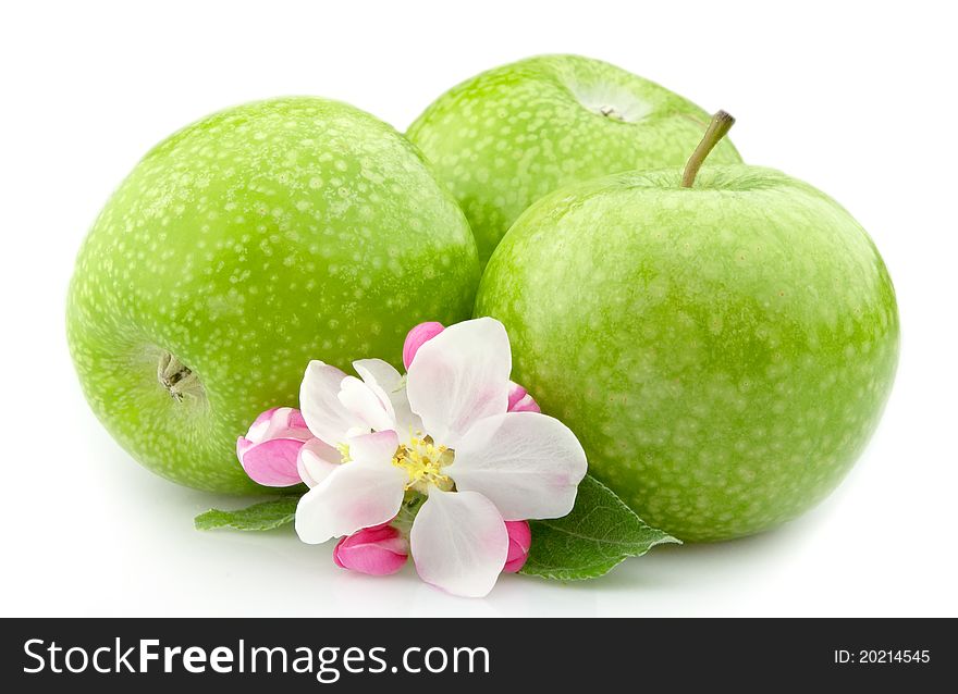 Sweet apple with flowers closeup