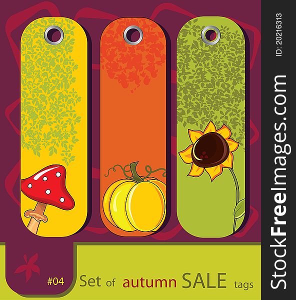 Set of retro sale nature autumn tags