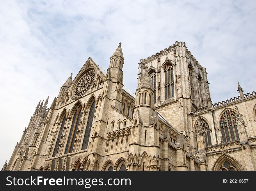 The South Side of York Minster showing Towers and Rose Window. The South Side of York Minster showing Towers and Rose Window