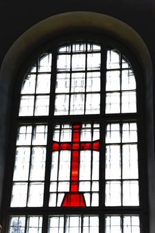 Cross At A Window Stock Photo