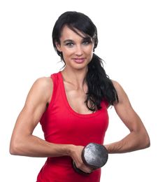 Brunette With Dumbbell Stock Photo Brunette With Dumbbell Stock Photo