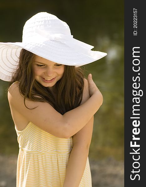 Picture of a young girl near a stream. Picture of a young girl near a stream