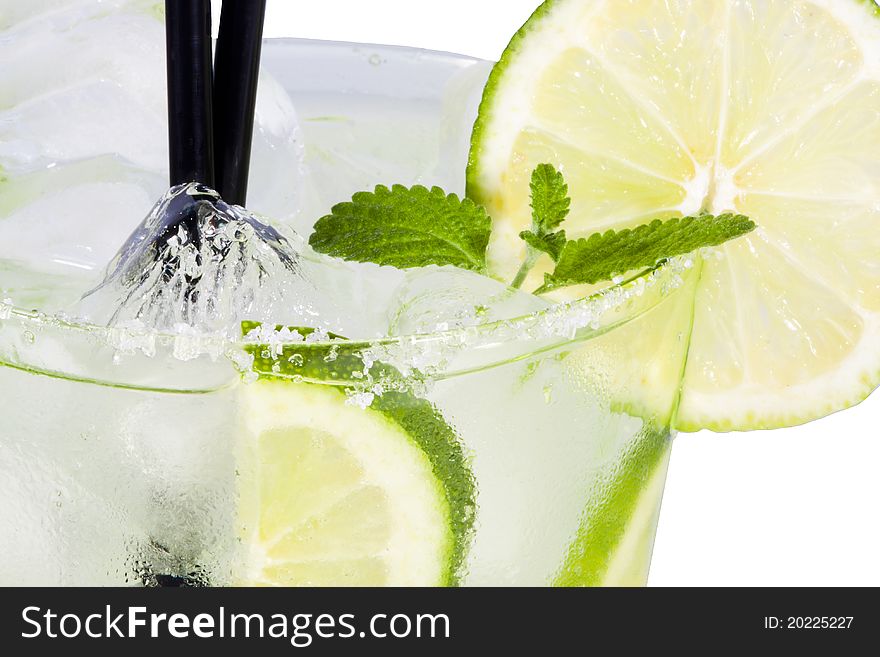 Exotic and refreshing mojito summer with ice and mint