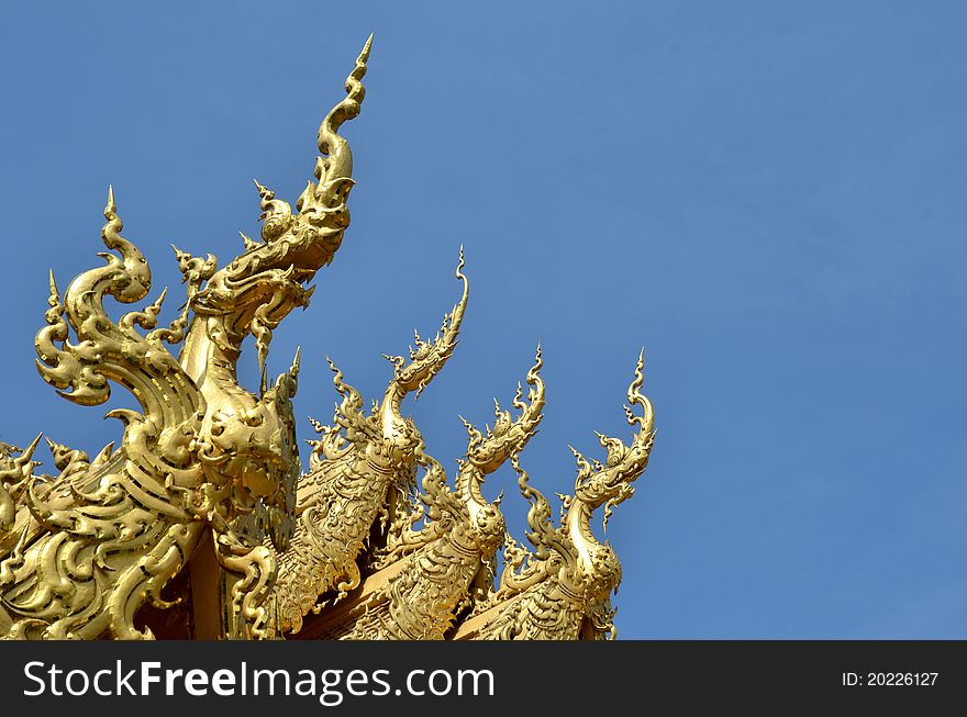 Roof sculptures (Naga) of Wat Rong Khun, Chiangrai, Thailand.