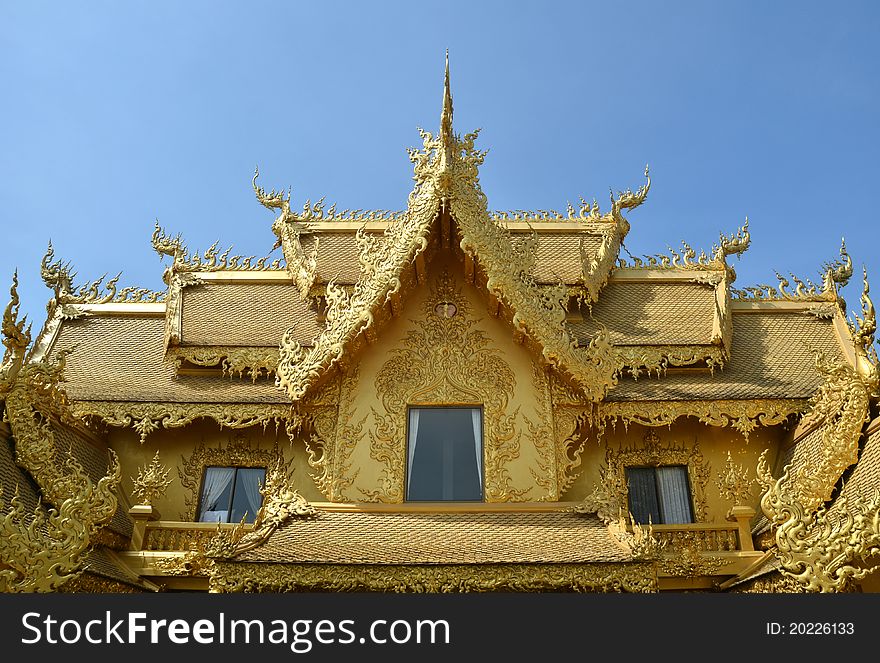 Golden church in Wat Rong Khun, Chiangrai, Thailand