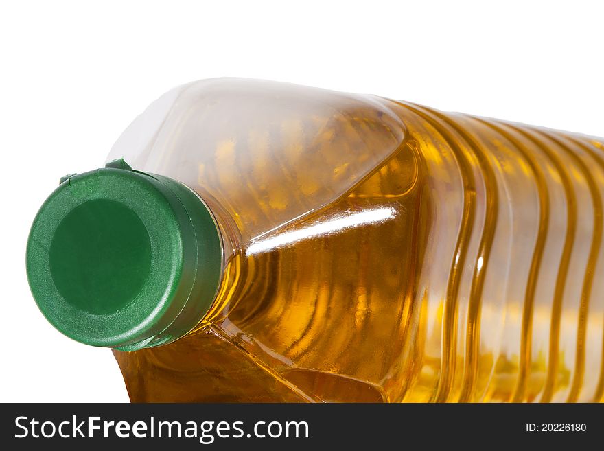 Olive oil bottle isolated on white background, natural ingredients