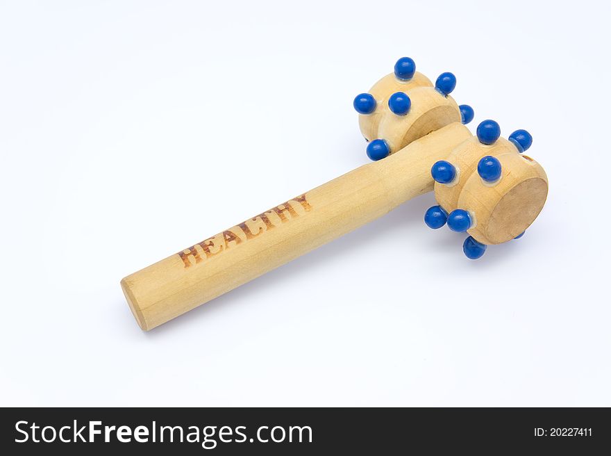 Handheld Wooden Massager isolated on white
