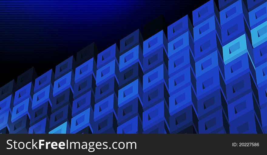 Dark blue 3D technologic banner with cell structure. Dark blue 3D technologic banner with cell structure