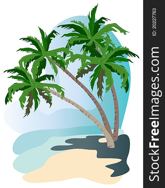 Tropical landscape illustration isolated on white background. Tropical landscape illustration isolated on white background