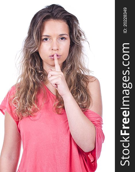 Woman Doing Silence Sign