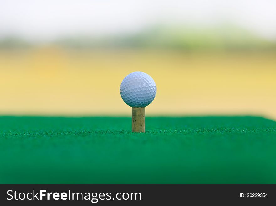 Golf Ball On The Green  With Green Background