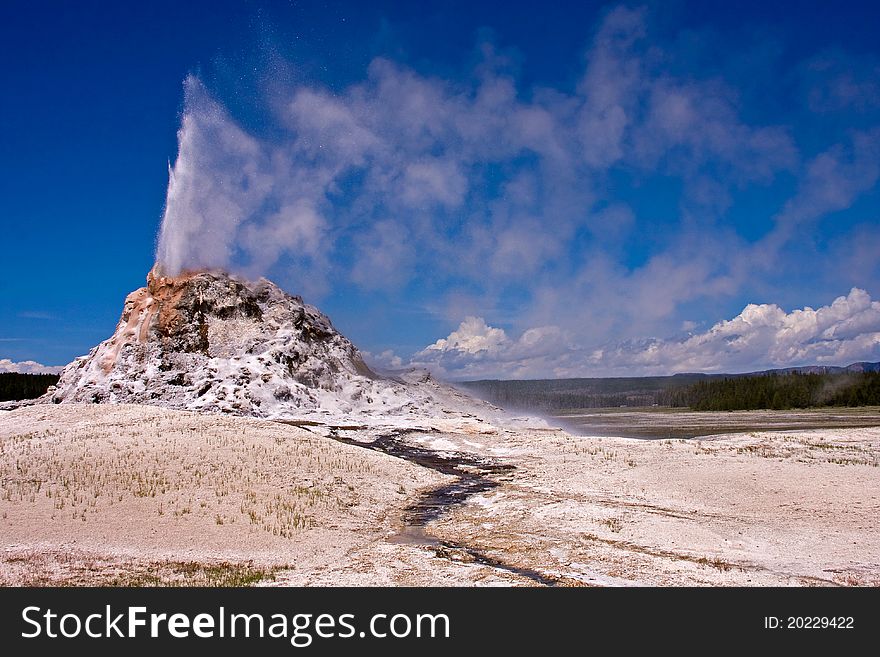 A geyser in Yellowstone Park erupting. A geyser in Yellowstone Park erupting.