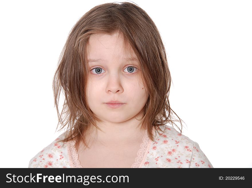 Little girl wearing a pajamas isolated on white background. Little girl wearing a pajamas isolated on white background