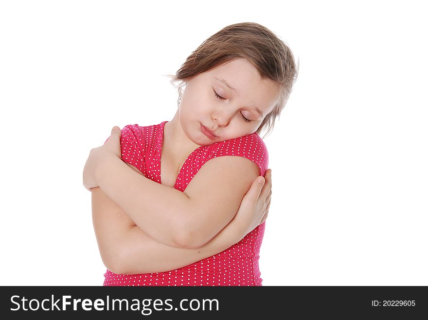 Portrait of little girl isolated on a white background