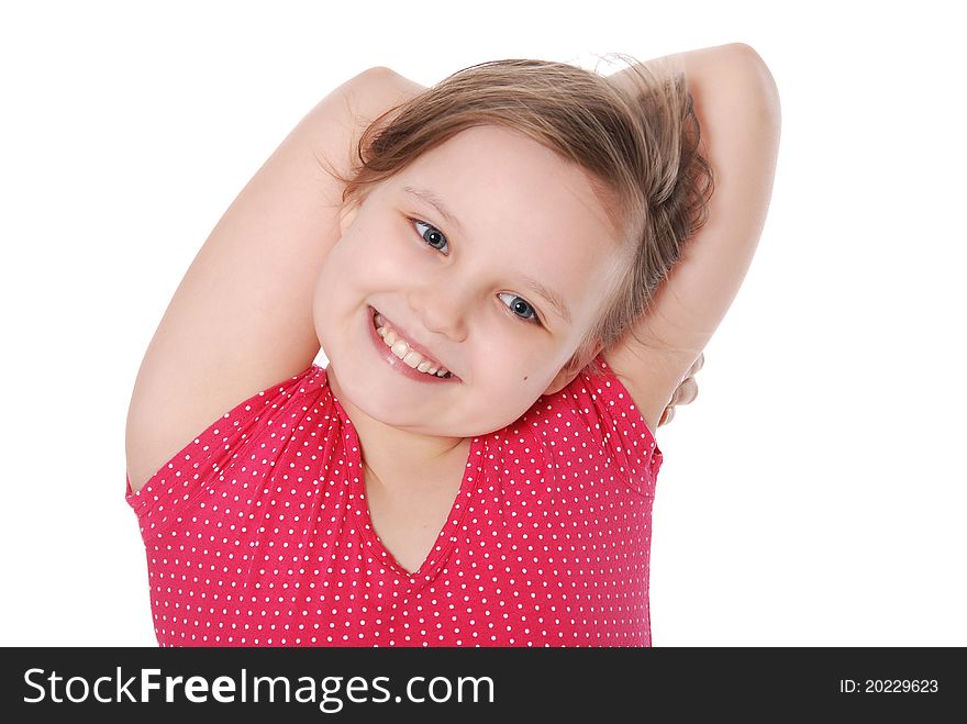 Portrait of little girl isolated on a white background