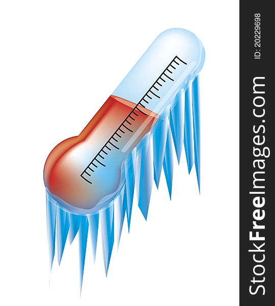 Illustration of a Thermometer Iced over. Illustration of a Thermometer Iced over