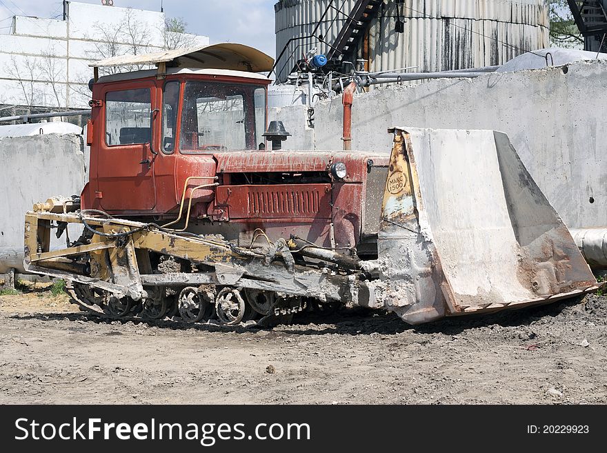 Bulldozer in an industrial area