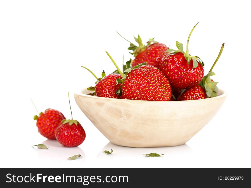 White bowl with fresh strawberries, healthy life concept. White bowl with fresh strawberries, healthy life concept