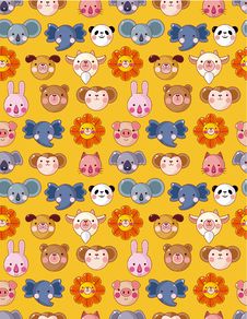 Free Cartoon Animal Face Seamless Pattern Royalty Free Stock Photography - 20231587