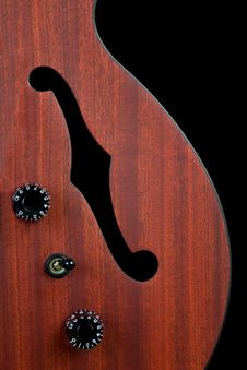 Closeup Of An F Hole In A Hollow Body Guitar Royalty Free Stock Image