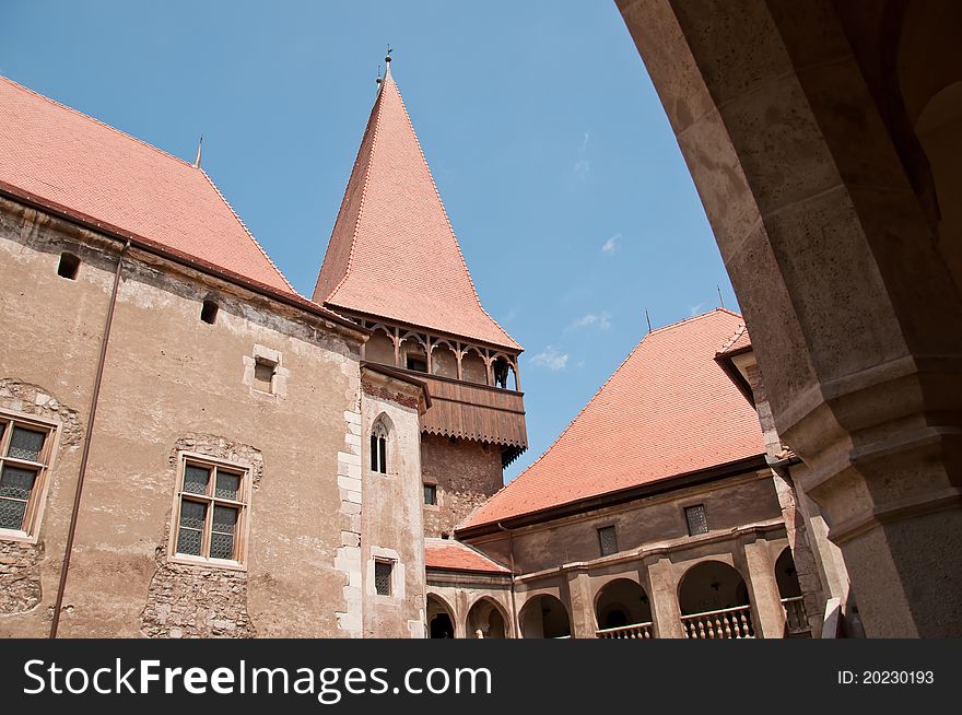 Old stone castle in a Romanian town