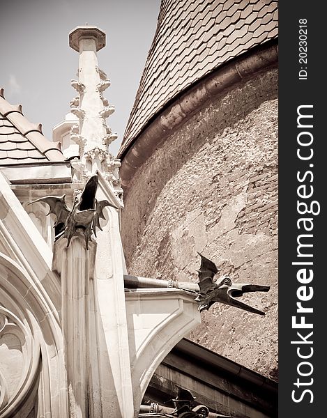 Architecture details at a Romanian medieval castle