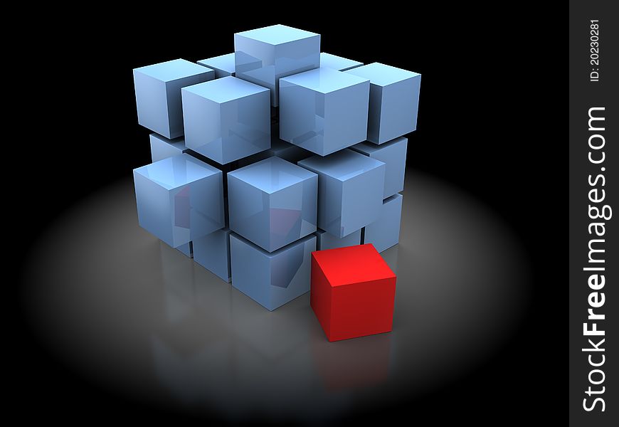 Abstract 3d illustration of cubes construction
