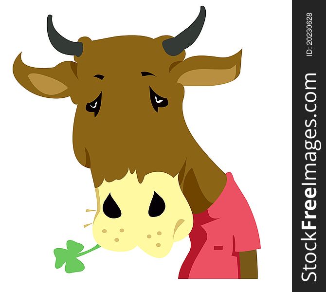 Vector illustration of funny Ox