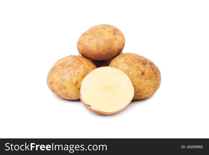 Fresh potatoes isolated on white background