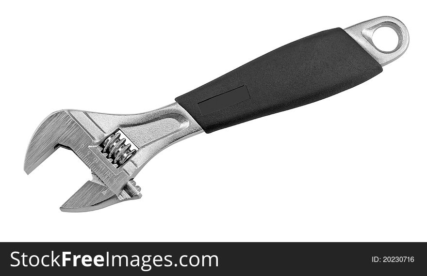 Wrench with a black handle. isolated on white background.