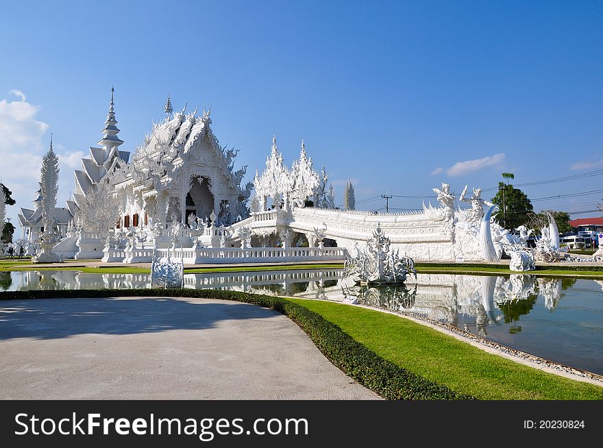 White temple named Wat Rongkhun - Chiangmai Thailand