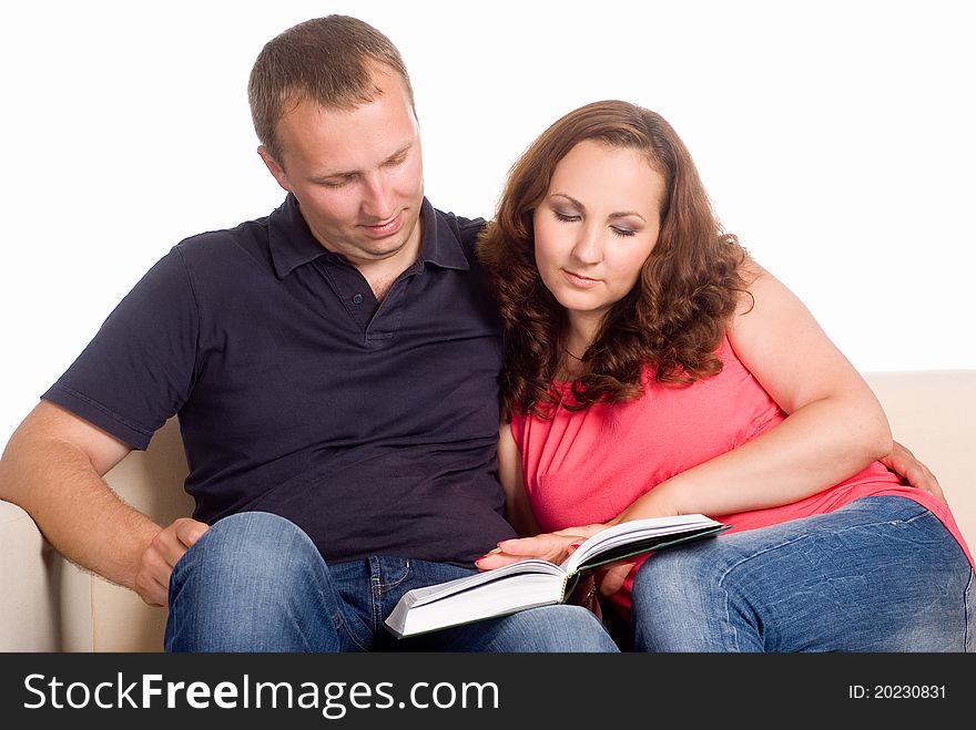 Portrait of a cute couple on a white. Portrait of a cute couple on a white