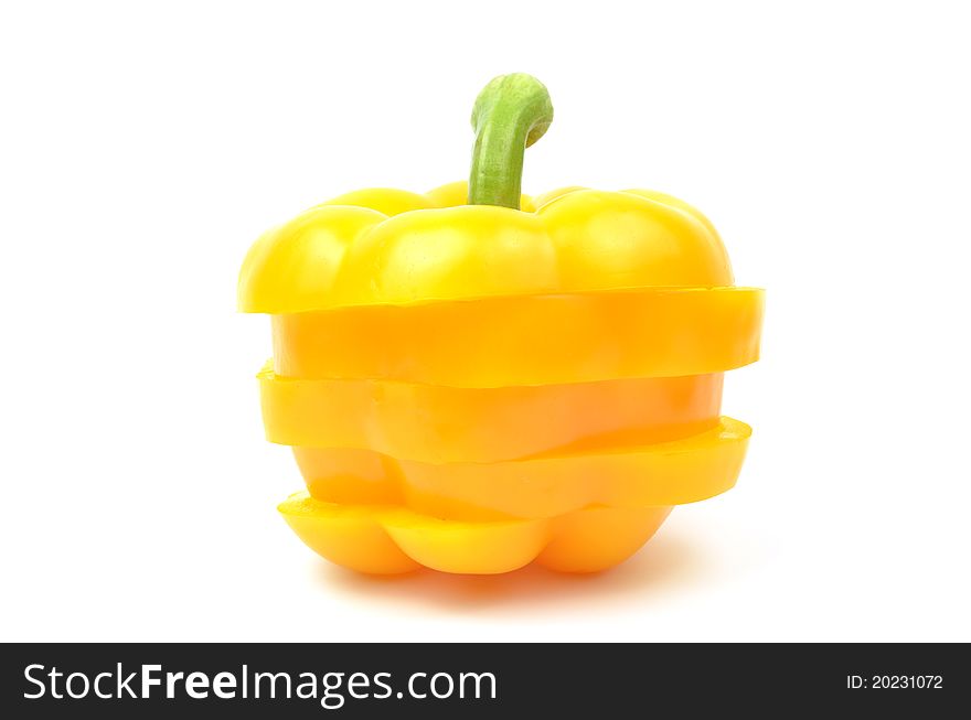 Fresh yellow paprika isolated on white background